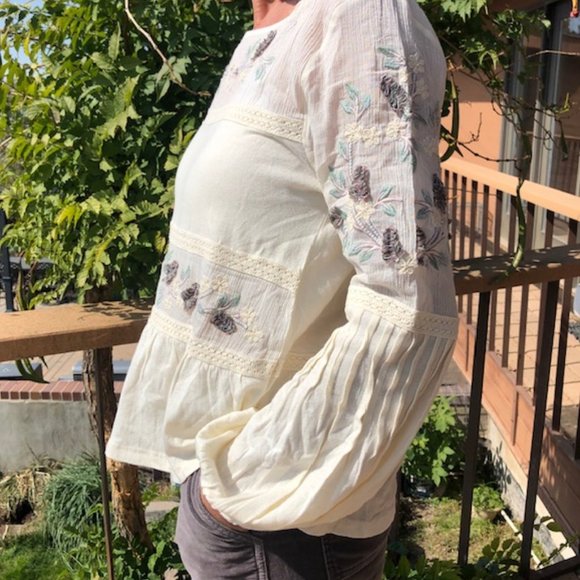 Sundance Tops Cream White Embroidered Top From Sundance New With